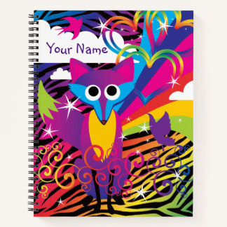 Rainbow Colourful Funky Fox Notebook