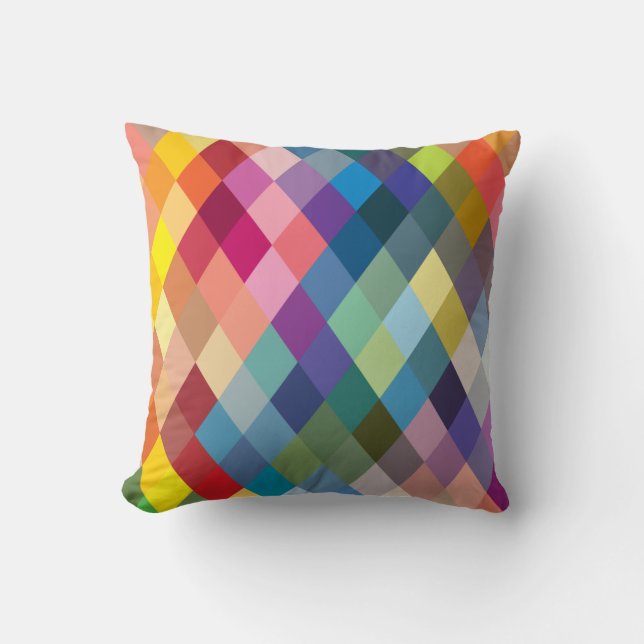 Rainbow Colourful Geometric Pillow (Front)
