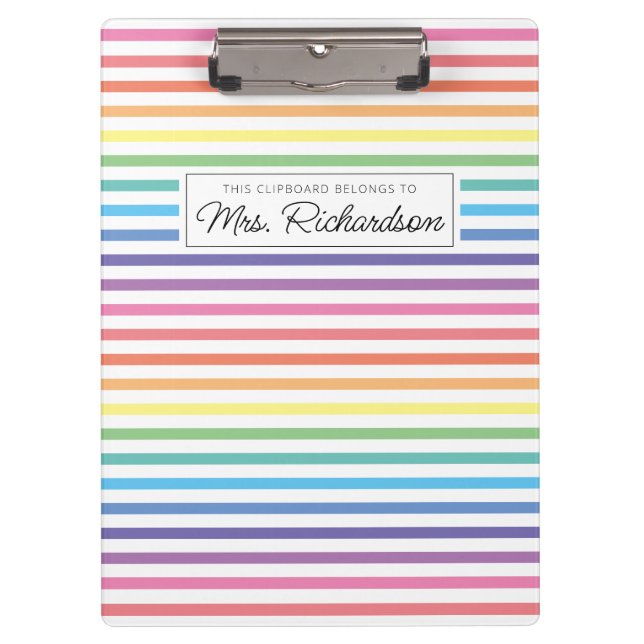 Rainbow Colourful Homeschool Teacher Clipboard (Front)