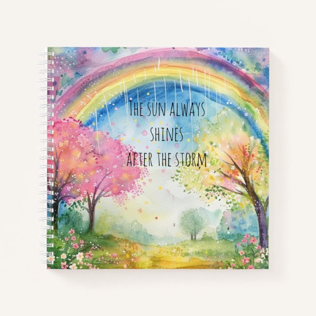 Rainbow Colourful Mental Health & Positivity Bulle Notebook (Front)