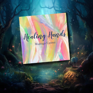 Rainbow Colourful Oil Paint Square Business Card