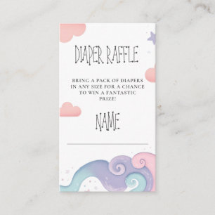 Rainbow Colourful On Cloud 9 Diaper Raffle Enclosure Card