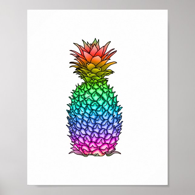 Rainbow Colourful Pineapple Poster (Front)