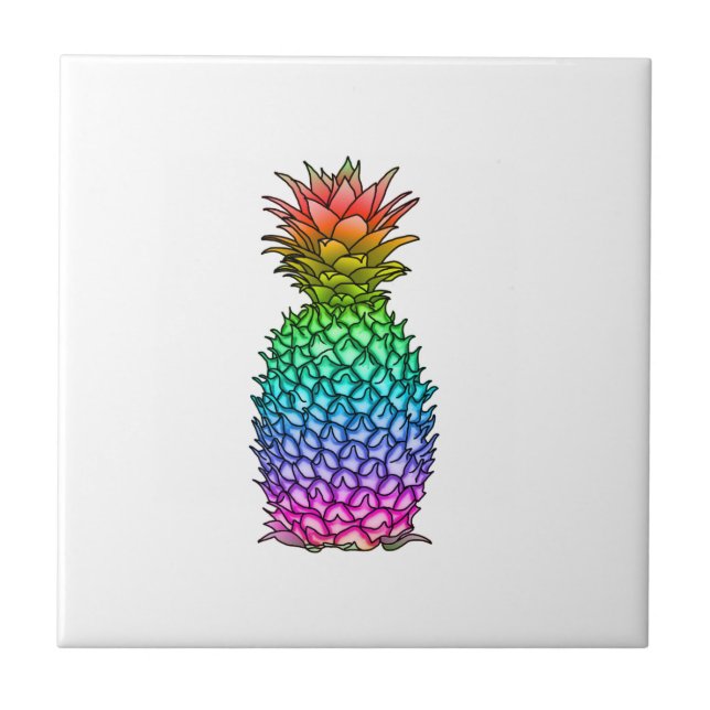 Rainbow Colourful Pineapple Tile (Front)
