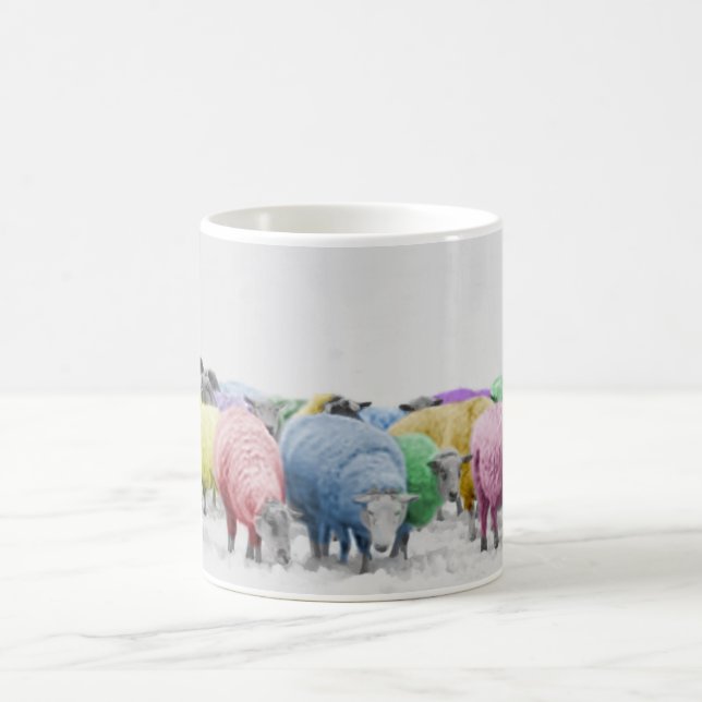 Rainbow Colourful Sheeps Coffee Mug (Center)