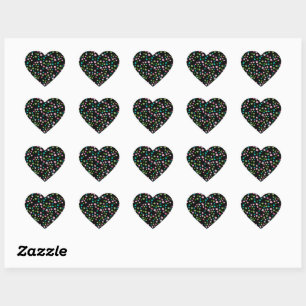 Rainbow Colourful Stars Black Starry Night Heart Sticker