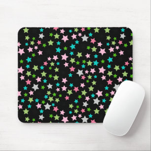 Rainbow Colourful Stars Black Starry Night Mouse Mat
