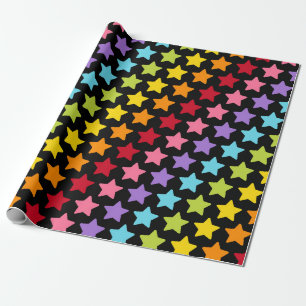 Rainbow Colourful Stars Print Wrapping Gift Paper