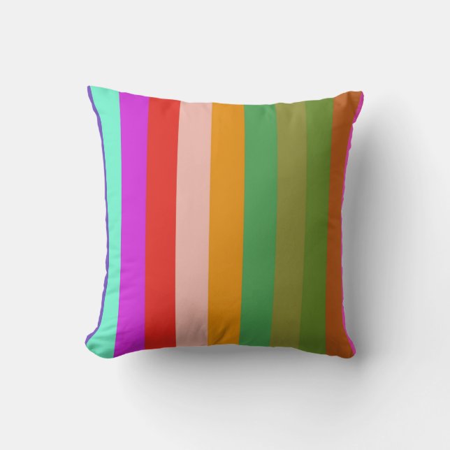 Rainbow colourful striped abstract cushion (Front)