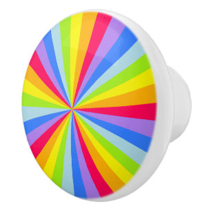 Rainbow colourful stripes draw / doorknob ceramic knob