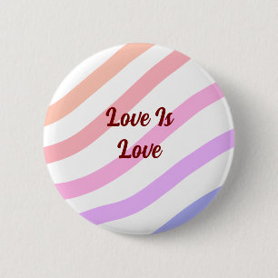 Rainbow colourful stripes pastel love is love prid 6 cm round badge