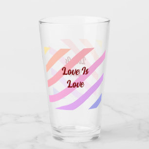 Rainbow colourful stripes pastel love is love prid glass