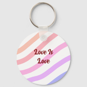 Rainbow colourful stripes pastel love is love prid key ring