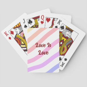Rainbow colourful stripes pastel love is love prid playing cards