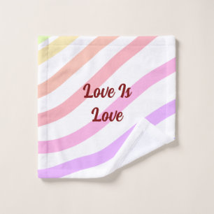 Rainbow colourful stripes pastel love is love prid wash cloth