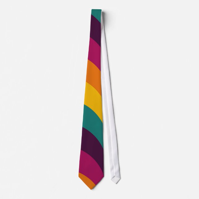 Rainbow colourful wavy stripes tie (Front)