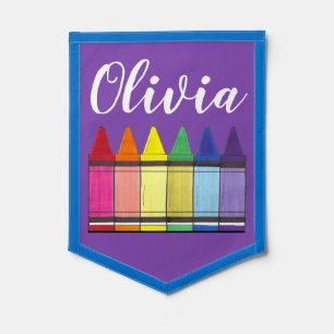 Rainbow Colouring Art Supplies Crayons Personalise Pennant