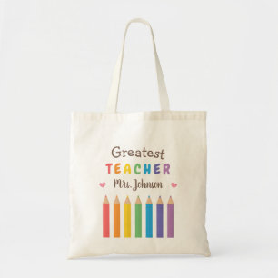 Rainbow Colouring Pencils Greatest Teacher Tote Bag