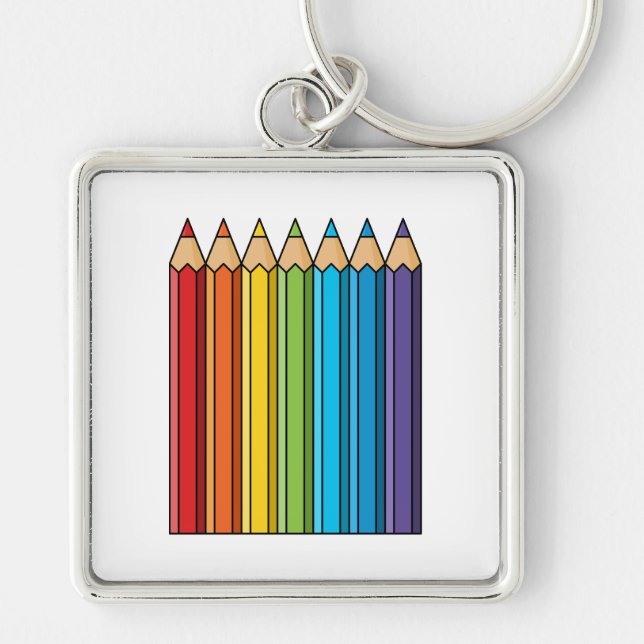 Rainbow Colouring Pencils Key Ring (Front)