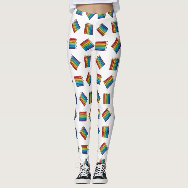 Rainbow Colouring Pencils Leggings (Front)
