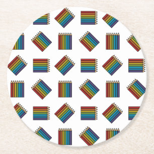 Rainbow Colouring Pencils Round Paper Coaster