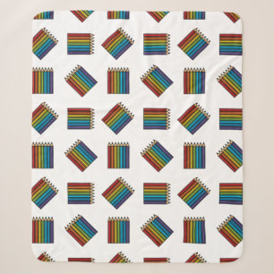 Rainbow Colouring Pencils Sherpa Blanket