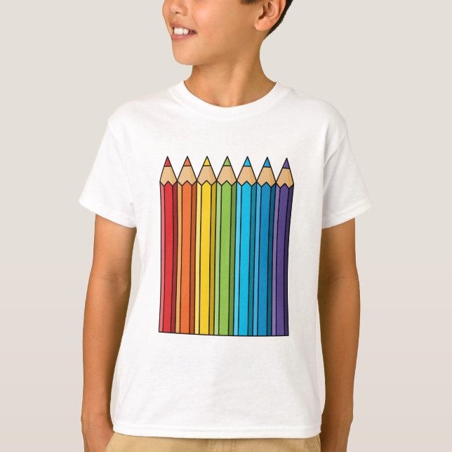 Rainbow Colouring Pencils T-Shirt (Front)