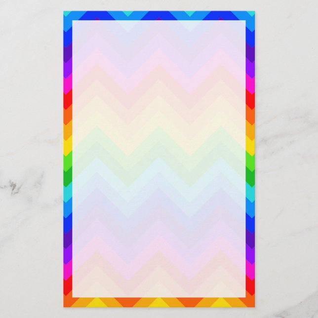 Rainbow Colours #2 Large Chevron ZigZag Pattern Stationery (Front)