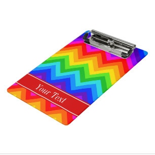 Rainbow Colours #2 LG Chevron Brt Red Name Monogra Mini Clipboard