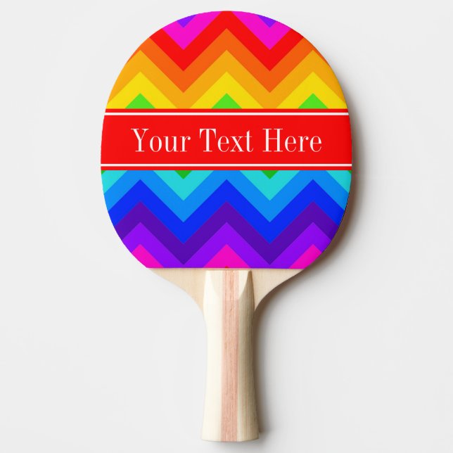 Rainbow Colours #2 LG Chevron Brt Red Name Monogra Ping Pong Paddle (Front)