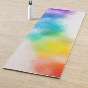 Rainbow Colours Abstract Art Blue Red Purple Yello Yoga Mat