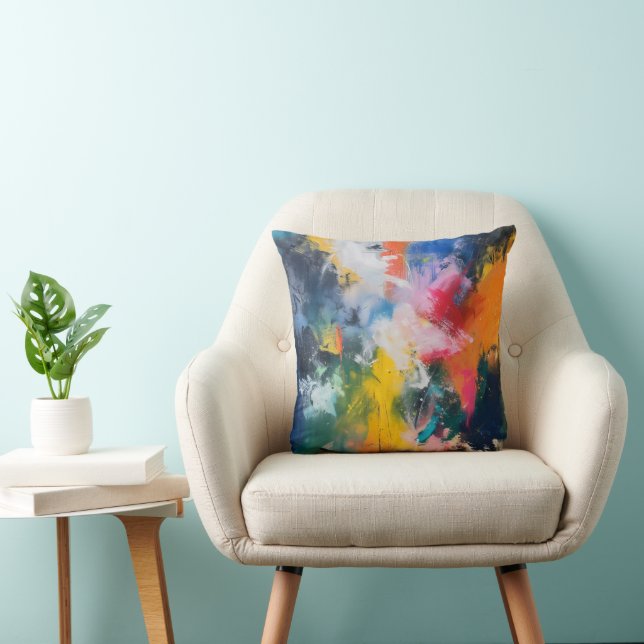 Rainbow Colours Abstract Art Cushion (Chair)