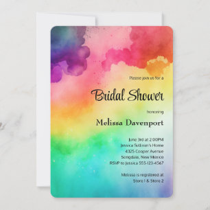 Rainbow Colours Abstract Design Bridal Shower Invitation