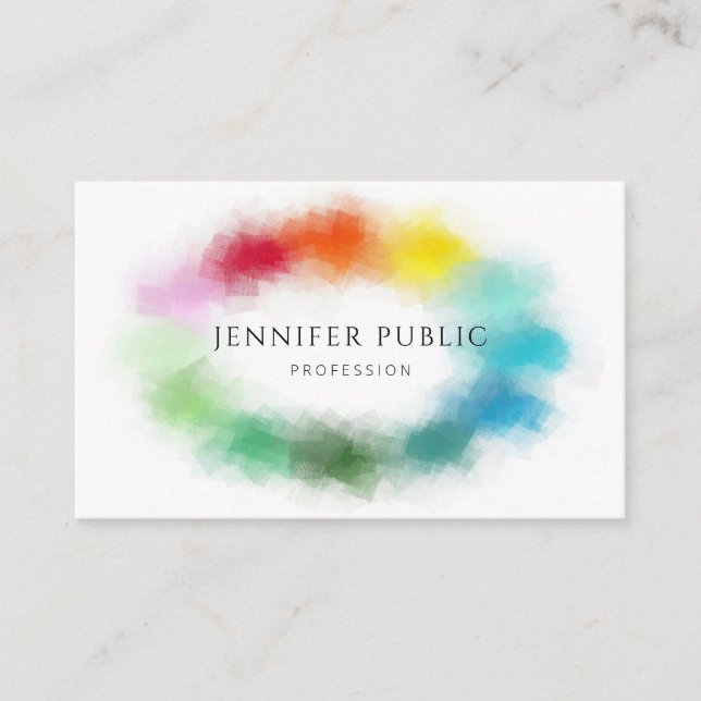 Rainbow Colours Abstract Elegant Modern Template Business Card (Front)