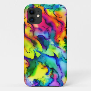 Rainbow colours abstract watercolor painting iPhone 11 case