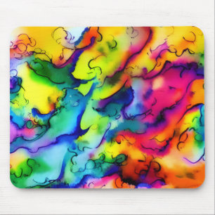 Rainbow colours abstract watercolor painting mouse mat