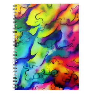 Rainbow colours abstract watercolor painting notebook