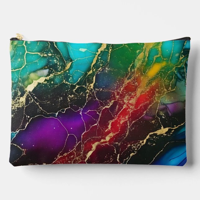 Rainbow Colours Alcohol Ink Painting Accessory Pouch (Front)