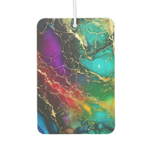 Rainbow Colours Alcohol Ink Painting Car Air Freshener
