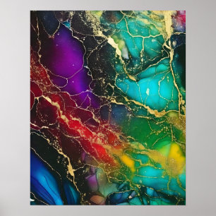 Rainbow Colours Alcohol Ink Painting Poster