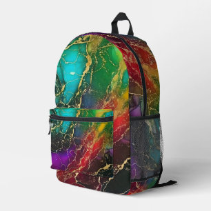 Rainbow Colours Alcohol Ink Tote Printed Backpack