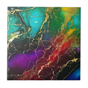 Rainbow Colours Alcohol Ink Tote Tile