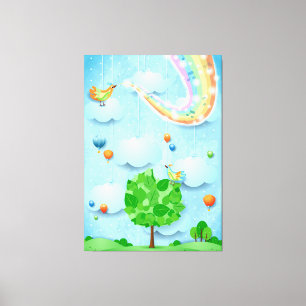 Rainbow colours and tree canvas print
