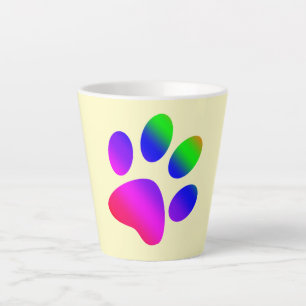 Rainbow Colours Animal Paw Print Latte Mug