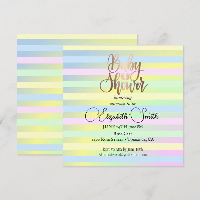Rainbow colours baby shower invitation (Front/Back)