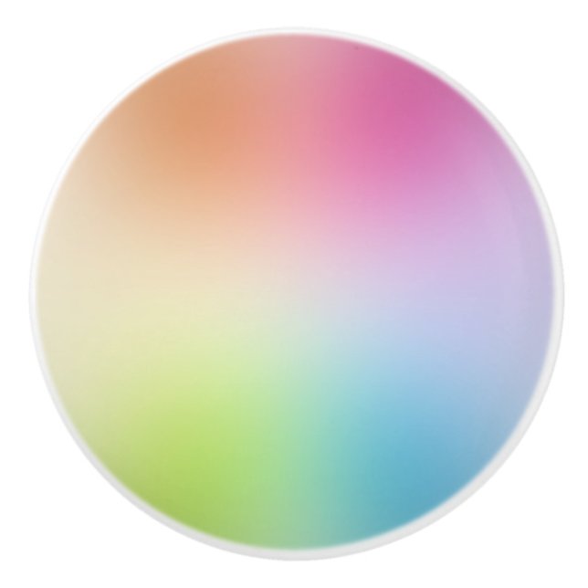 Rainbow Colours Blue Green Pink Red Purple Yellow Ceramic Knob (Front)