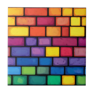 Rainbow Colours Brick Pattern Tile