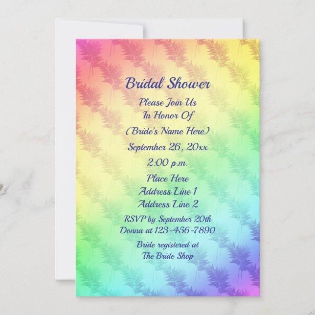 Rainbow Colours Bridal Shower Invitation (Front)