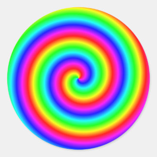 Rainbow Colours. Bright and Colourful Spiral. Classic Round Sticker