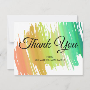 Rainbow Colours Brushstroke Bridal Shower Thank Yo You Card
